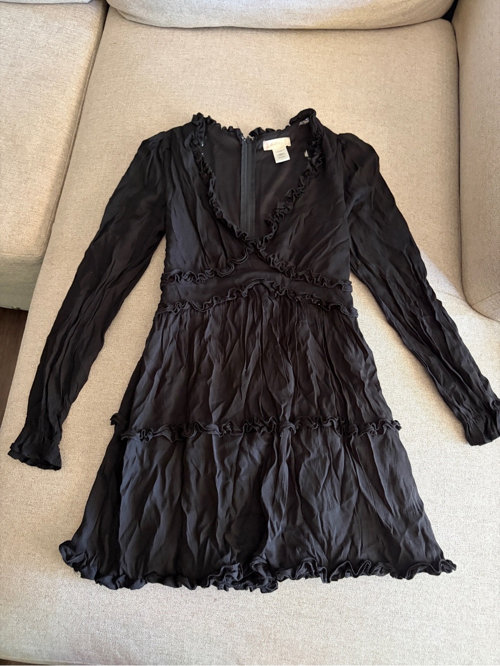 Altar'd State Black Ruffle Tiered Mini Dress